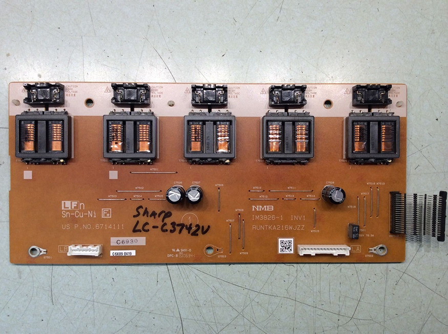 Sharp RUNTKA216WJZZ (IM3826-1) Master Backlight Inverter Board f